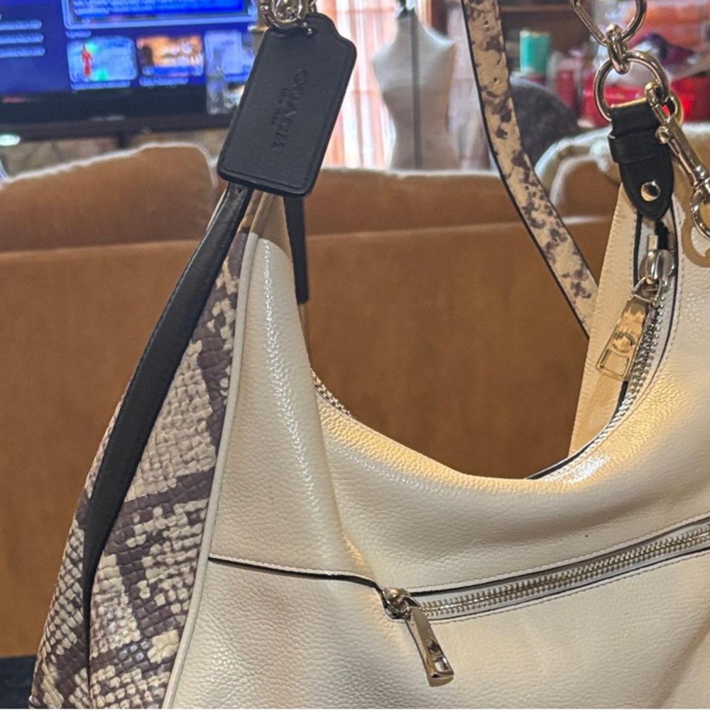 Fossil Snakeskin and Cream Hobo Bag by Coach